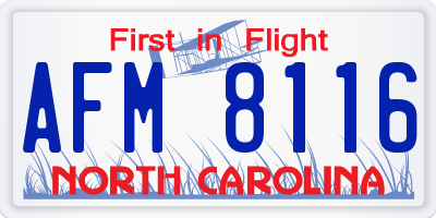 NC license plate AFM8116