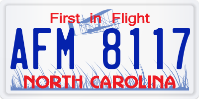 NC license plate AFM8117