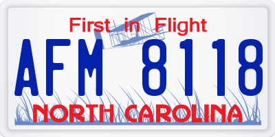 NC license plate AFM8118