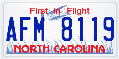 NC license plate AFM8119