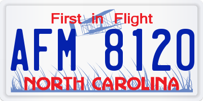 NC license plate AFM8120