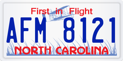 NC license plate AFM8121