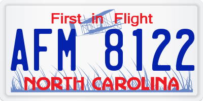 NC license plate AFM8122