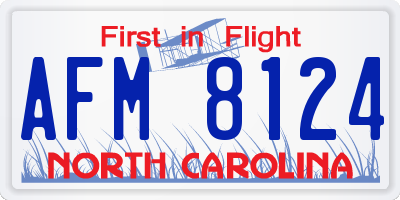 NC license plate AFM8124