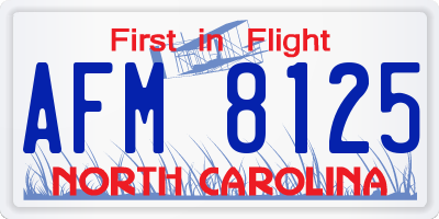 NC license plate AFM8125