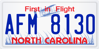 NC license plate AFM8130