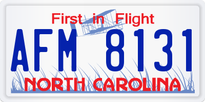 NC license plate AFM8131