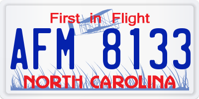 NC license plate AFM8133