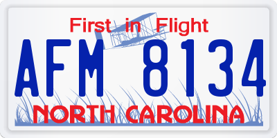 NC license plate AFM8134