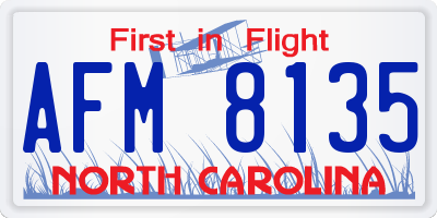 NC license plate AFM8135
