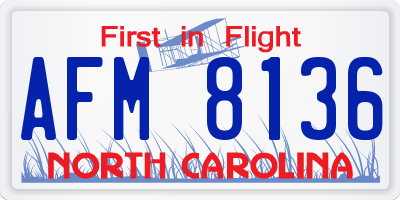 NC license plate AFM8136