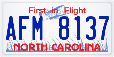 NC license plate AFM8137
