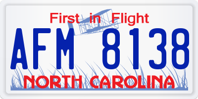 NC license plate AFM8138