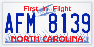 NC license plate AFM8139