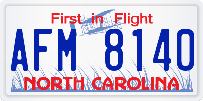 NC license plate AFM8140