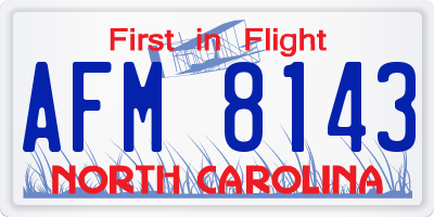 NC license plate AFM8143