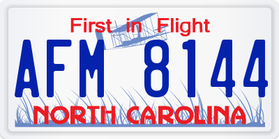 NC license plate AFM8144