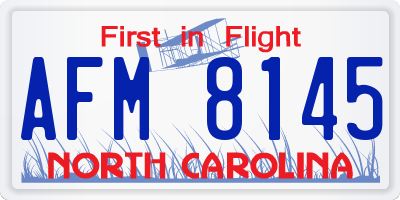NC license plate AFM8145