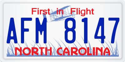 NC license plate AFM8147