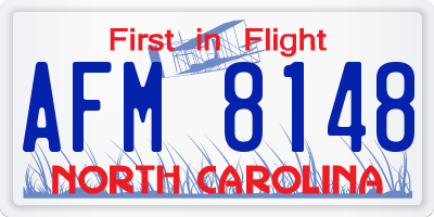 NC license plate AFM8148