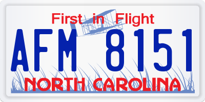 NC license plate AFM8151