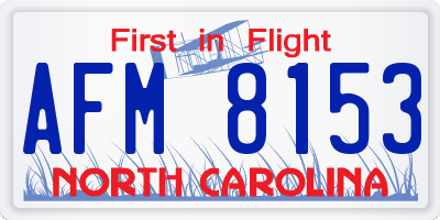 NC license plate AFM8153