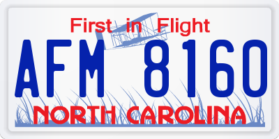 NC license plate AFM8160