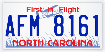 NC license plate AFM8161