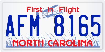 NC license plate AFM8165