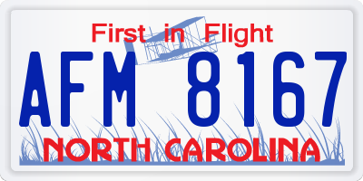 NC license plate AFM8167