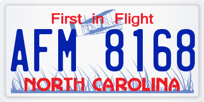 NC license plate AFM8168