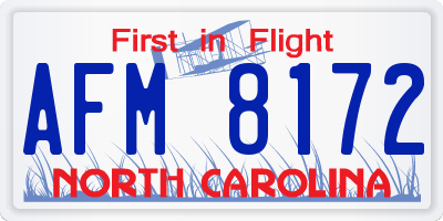 NC license plate AFM8172