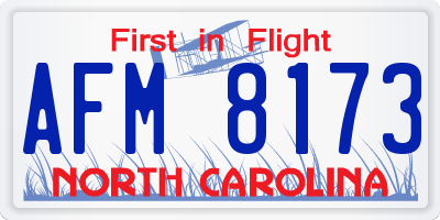 NC license plate AFM8173