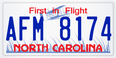 NC license plate AFM8174