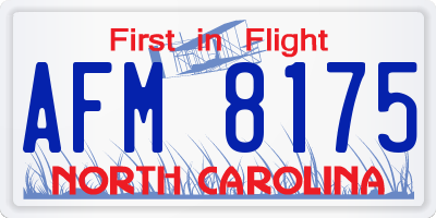 NC license plate AFM8175