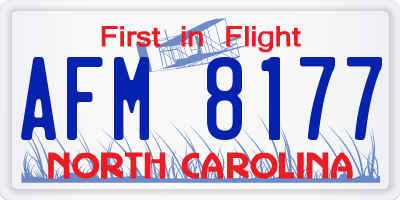 NC license plate AFM8177