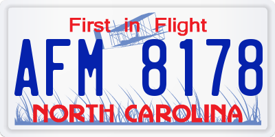 NC license plate AFM8178