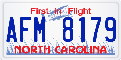NC license plate AFM8179