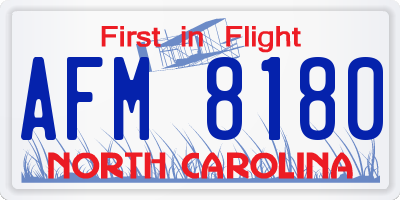 NC license plate AFM8180