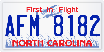 NC license plate AFM8182