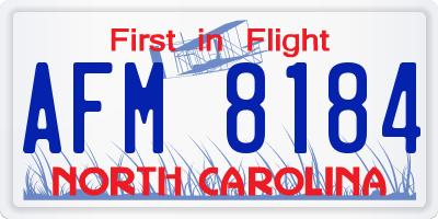 NC license plate AFM8184