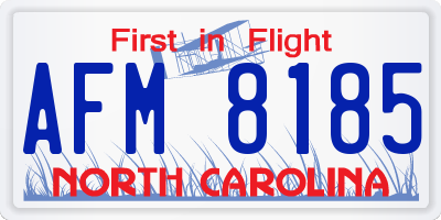 NC license plate AFM8185