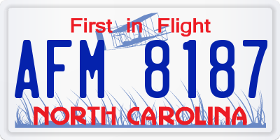 NC license plate AFM8187
