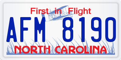 NC license plate AFM8190