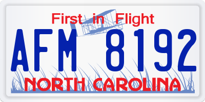NC license plate AFM8192