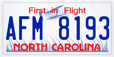 NC license plate AFM8193