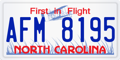 NC license plate AFM8195