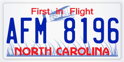 NC license plate AFM8196