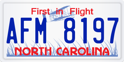 NC license plate AFM8197