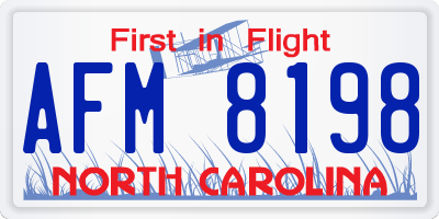 NC license plate AFM8198